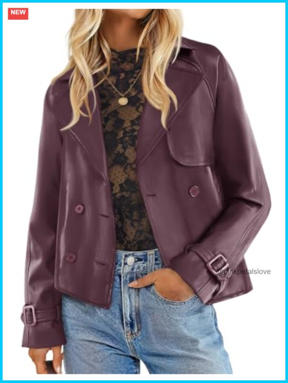 Faux Leather Oversized Motorcycle Jacket Button Down Coat